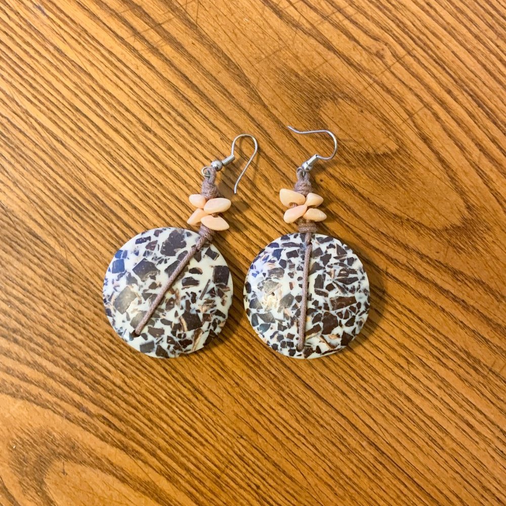 Brown & White Bead Earring